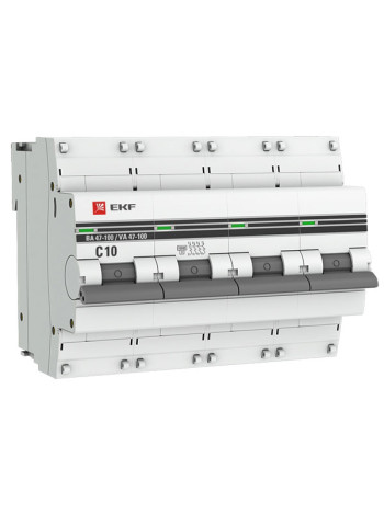 Автоматический выключатель EKF PROxima ВА 47-100 4P 10А 10kA mcb47100-4-10C-pro