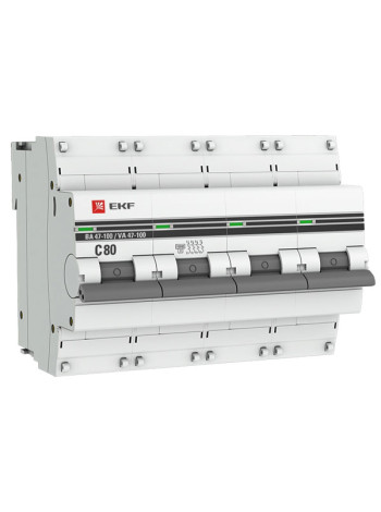 Автоматический выключатель EKF PROxima ВА 47-100 4P 80А 10kA mcb47100-4-80C-pro