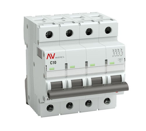 Автоматический выключатель EKF AVERES AV-6 4P 10A C 6kA SQ mcb6-4-10C-av