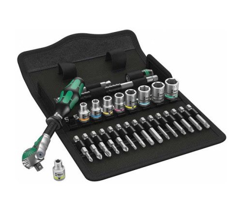 Набор инструмента WERA 8100 SA 6 Zyklop Speed с трещоткой 1/4", битами, головками, метр., 28 шт WE-004016