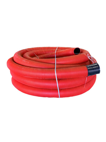 Гофрированная двустенная труба с зондом EKF ПНД d125мм 50м красная PROxima tg2st-125-50m