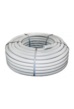 Гибкая гофрированная труба с протяжкой EKF ПВХ d32мм 50м серая Plast PROxima tg-z-32