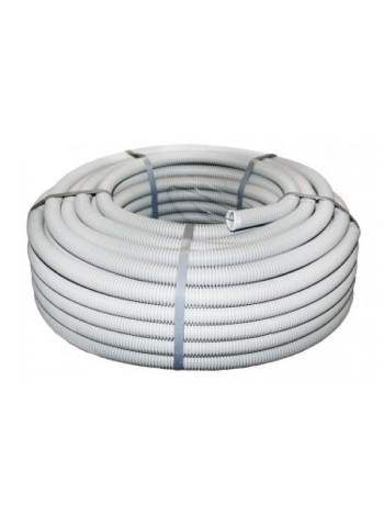 Гибкая тяжёлая гофрированная труба с протяжкой EKF ПВХ d50мм 20м серая Plast PROxima tg-z-50-t