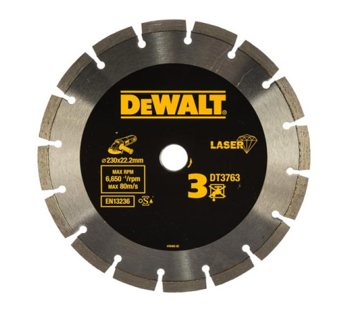 Диск алмазный отрезной (230х22.2 мм) для УШМ Dewalt DT3763