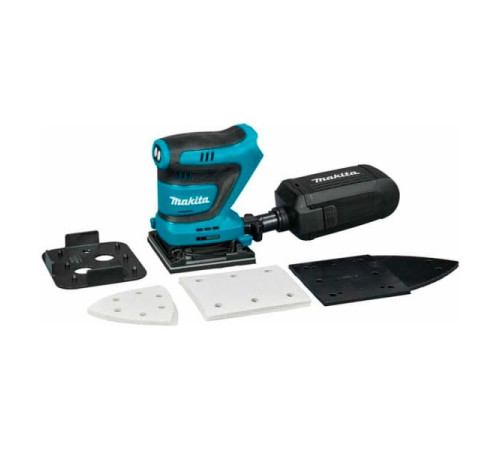 Аккумуляторная вибрационная шлифмашина Makita LXT, BL, 18 В, XPT, 114x140 мм, 11000-14000 об\м, ампл-1.5мм, 1.4 кг, кор,п\сборник, зажим +липучка, без аккум и з/у DBO480Z