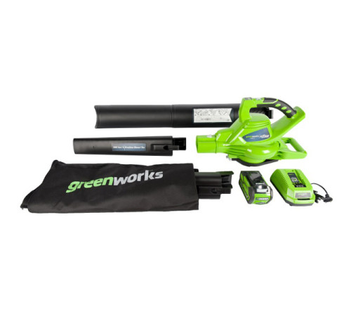 Аккумуляторный воздуходув-садовый пылесос GREENWORKS GD40BV 24227UB