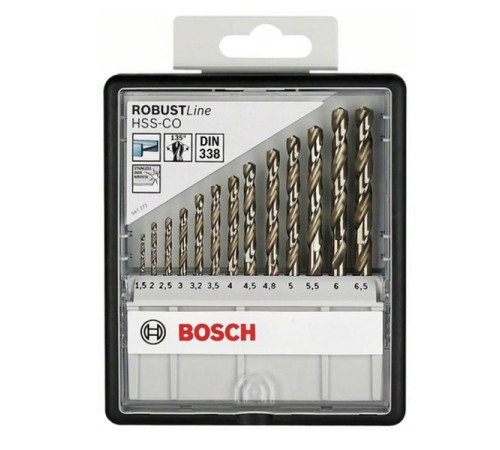 Набор сверл по металлу Robust Line 13 шт. (1,5-6,5 мм; HSS-CO) Bosch 2607019926