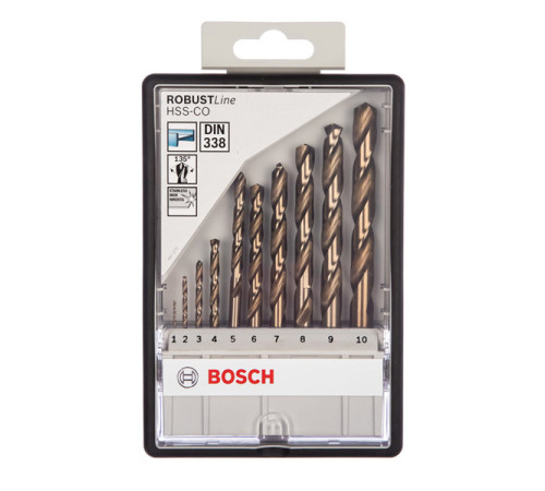 Набор сверл по металлу Robust Line 10 шт. (1-10 мм; HSS-CO) Bosch 2607019925