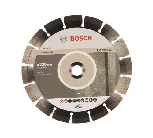 Диск алмазный отрезной Expert for Concrete (230х22.2 мм) для УШМ Bosch 2608602559