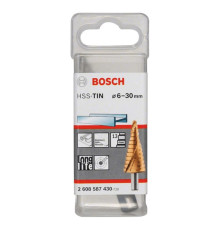 Ступенчатое сверло по металлу Bosch HSS-TiN 13 ступеней 6-30 мм 2608587430