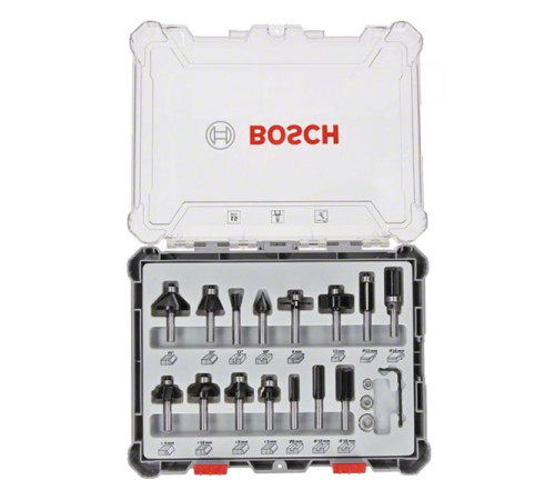 Набор фрез смешанный (15 шт; хвостовик 8 мм) Bosch 2607017472