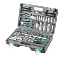 Набор инструментов, 1/2", 1/4", CrV, пластиковый кейс 69 предм. STELS 14108