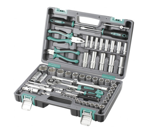 Набор инструментов, 1/2", 1/4", CrV, пластиковый кейс 69 предм. STELS 14108