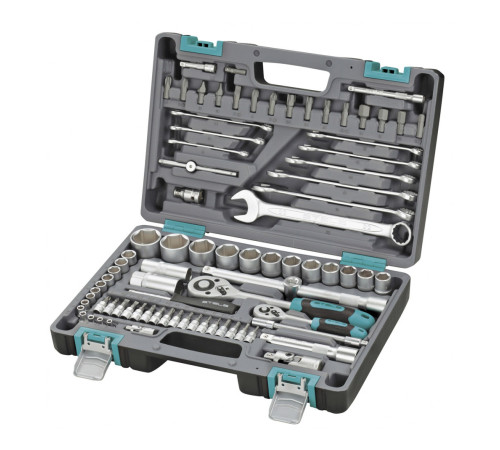 Набор инструментов, 1/2", 1/4", CrV, пластиковый кейс 82 предм. STELS 14105