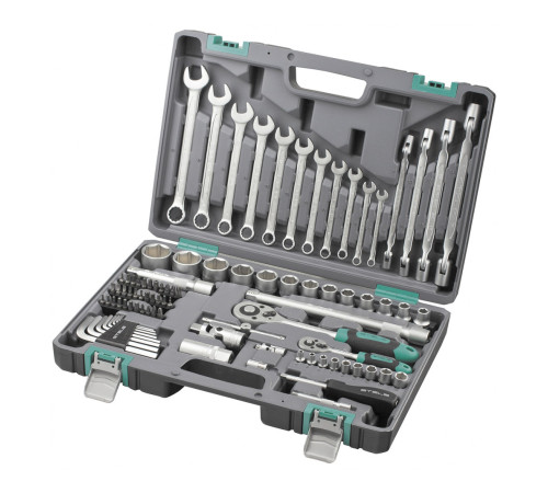 Набор инструментов, 1/2", 1/4", CrV, пластиковый кейс 88 предм. STELS 14109