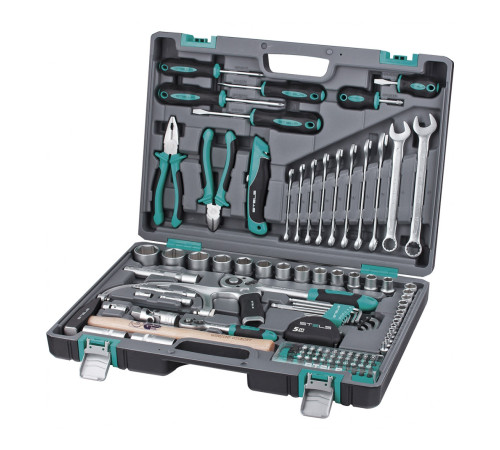 Набор инструментов, 1/2", 1/4", CrV, пластиковый кейс 98 предм. STELS 14111