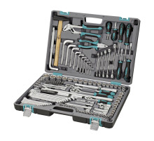 Набор инструментов, 1/2",3/8", 1/4", CrV, пластиковый кейс 142 предм. STELS 14107