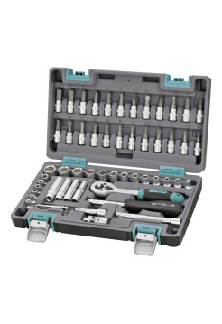 Набор инструментов, 1/4", CrV, пластиковый кейс 57 предм. STELS 14101