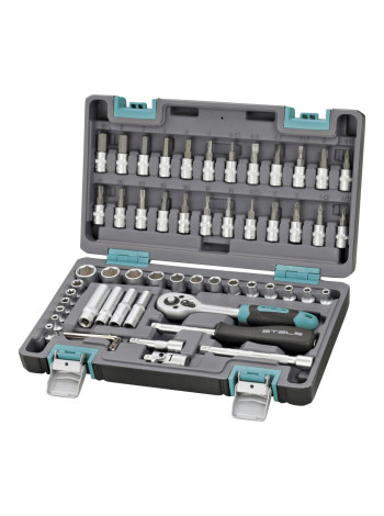 Набор инструментов, 1/4", CrV, пластиковый кейс 57 предм. STELS 14101