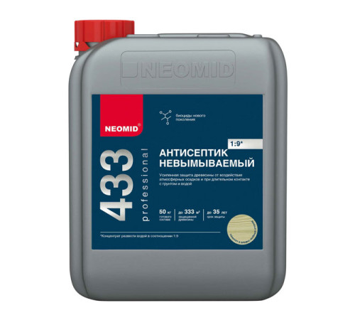 Невымываемый антисептик усиленный, концентрат NEOMID 433 5 кг Н-433-5/к1:9