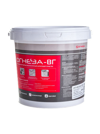 Акриловый противопожарный герметик ОГНЕЗА ВГ ведро 3 кг, цвет белый 105032