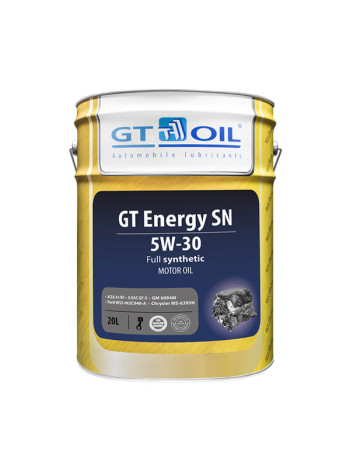 Масло Energy SN, SAE 5W30, API SN, 20 л GT OIL 8809059407967