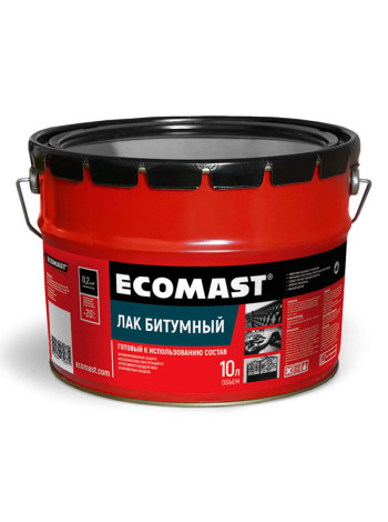 Битумный лак ECOMAST 10л, металлическая упаковка 24624