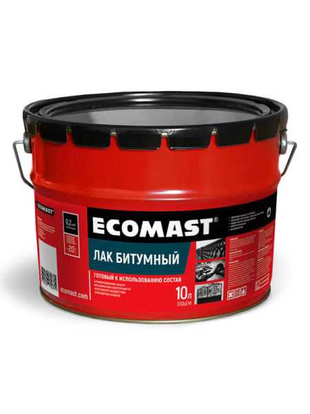 Битумный лак ECOMAST 10л, металлическая упаковка 24624