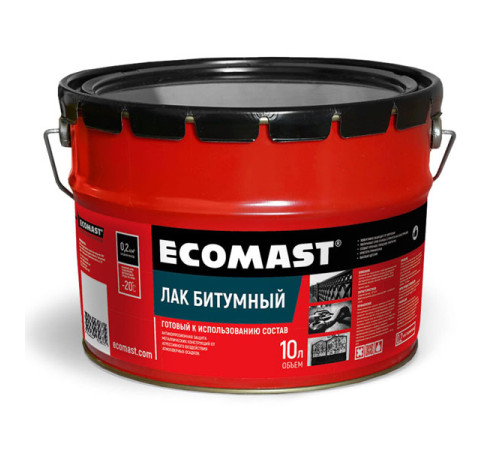 Битумный лак ECOMAST 10л, металлическая упаковка 24624