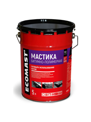 Битумно-полимерная мастика ECOMAST 5л, металлическая упаковка, 4шт 24603