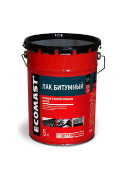 Битумный лак ECOMAST 5л, металлическая упаковка, 4шт 24605