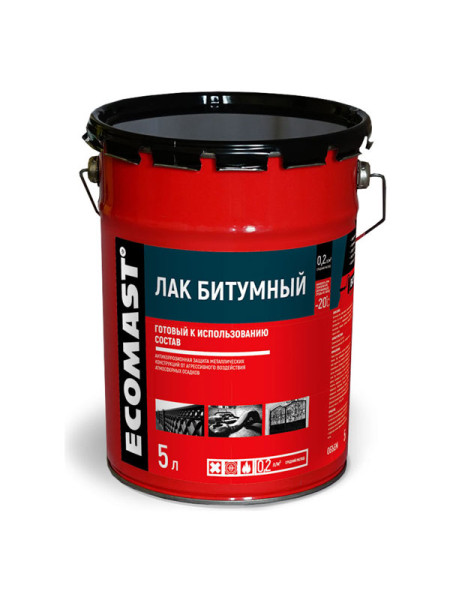 Битумный лак ECOMAST 5л, металлическая упаковка, 4шт 24605