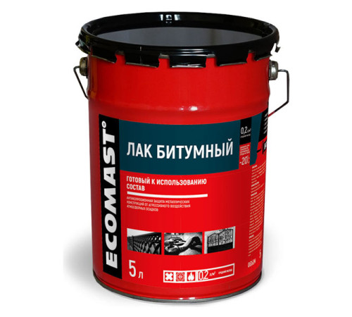 Битумный лак ECOMAST 5л, металлическая упаковка, 4шт 24605