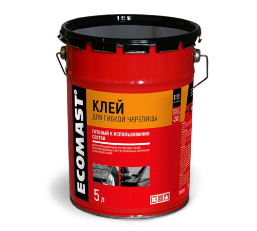 Клей для гибкой черепицы ECOMAST 5л, металлическая упаковка, 4шт 24615