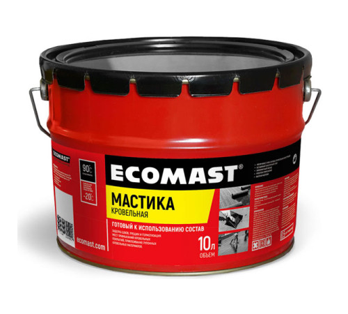 Кровельная мастика ECOMAST 10л, металлическая упаковка 24619