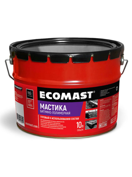 Битумно-полимерная мастика ECOMAST 10л, металлическая упаковка 24623