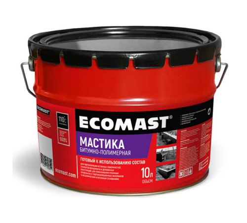 Битумно-полимерная мастика ECOMAST 10л, металлическая упаковка 24623