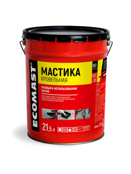 Кровельная мастика ECOMAST 21,5 л, металлическая упаковка 24630