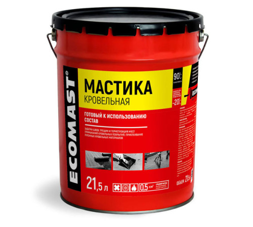 Кровельная мастика ECOMAST 21,5 л, металлическая упаковка 24630