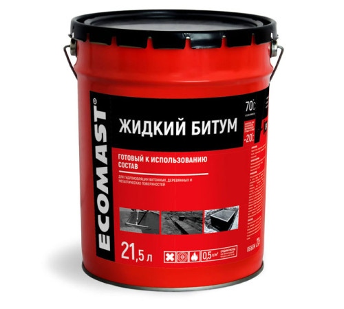 Жидкий битум ECOMAST 21,5 л, металлическая упаковка 24647