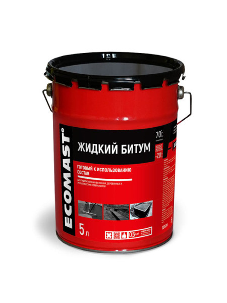 Жидкий битум ECOMAST 5л, металлическая упаковка, 4шт 24617