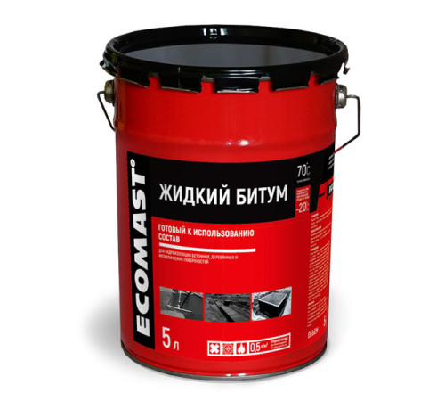 Жидкий битум ECOMAST 5л, металлическая упаковка, 4шт 24617