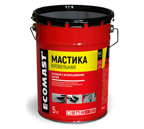 Кровельная мастика ECOMAST 5л, металлическая упаковка, 4шт 24599