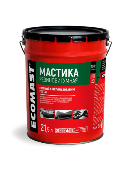 Резинобитумная мастика ECOMAST 21,5 л, металлическая упаковка 24634