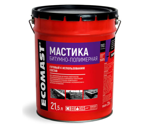 Битумно-полимерная мастика ECOMAST 21,5 л, металлическая упаковка 24637