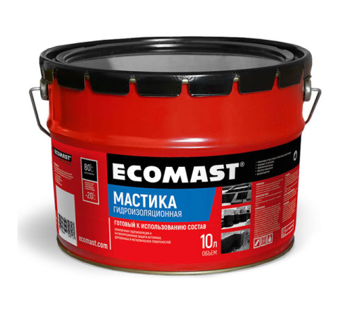 Гидроизоляционная мастика ECOMAST 10л, металлическая упаковка 24621