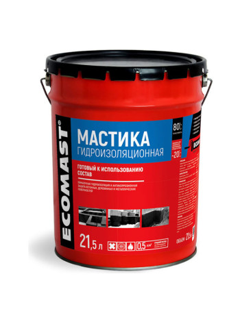 Гидроизоляционная мастика ECOMAST 21,5 л, металлическая упаковка 24631