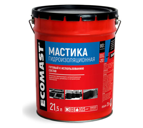 Гидроизоляционная мастика ECOMAST 21,5 л, металлическая упаковка 24631
