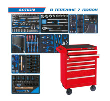 Набор инструментов KING TONY "ACTION" в красной тележке, 327 предметов 934-327MRV