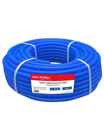 Гофрированная труба РОСТерм ПНД d32 мм., 100 м., синяя Corpipe20b100